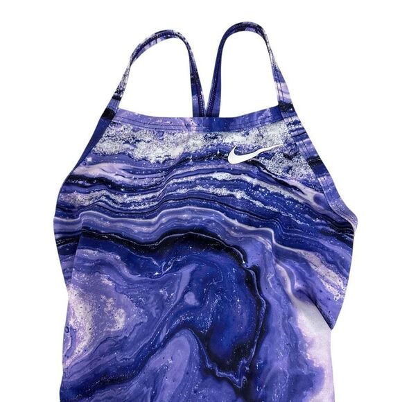 Nike Hydrastrong Crystal Wave Print Women’s One Piece Purple size 2 - Picture 5 of 7